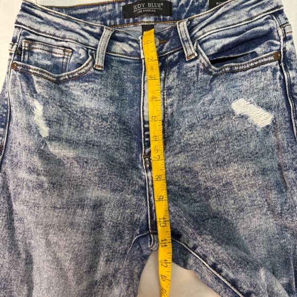 Judy Blue Acid Wash Distressed Boyfriend Jeans JB88281 Blue Womens 3/26 - Picture 7 of 8